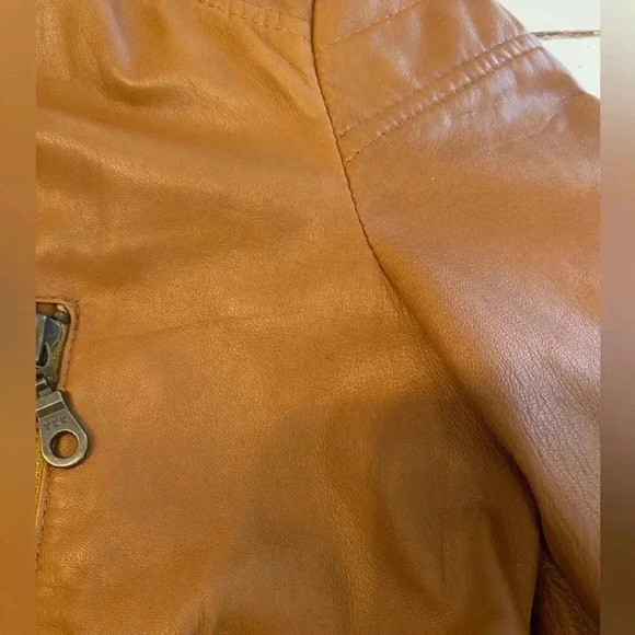 Kenna-T Tan Leather Moto Jacket Women’s Size Small Biker Jacket - Picture 16 of 16